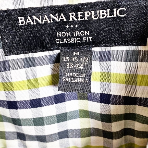 Banana Republic Non-Iron Classic Plaid Button Up Long Sleeve Cotton Shirt, 33-34 - Picture 4 of 7